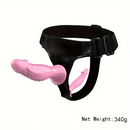 5.51in 6.69in Pink Double Realistic Strap-on Dildo For Anal Ultra Harness