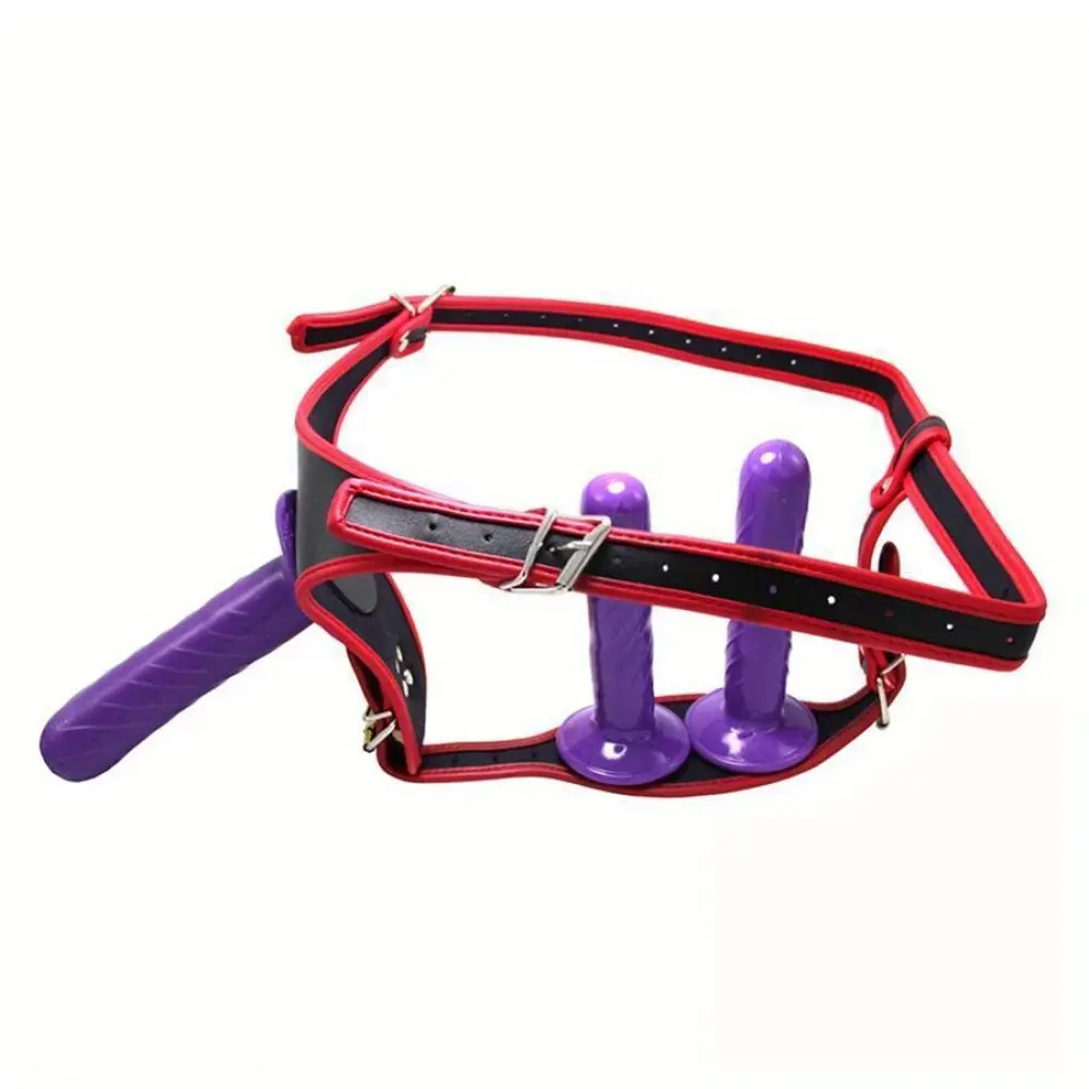 5.51in 6.69in Three-Headed Strap-On Dildo Set in Black Purple For Women