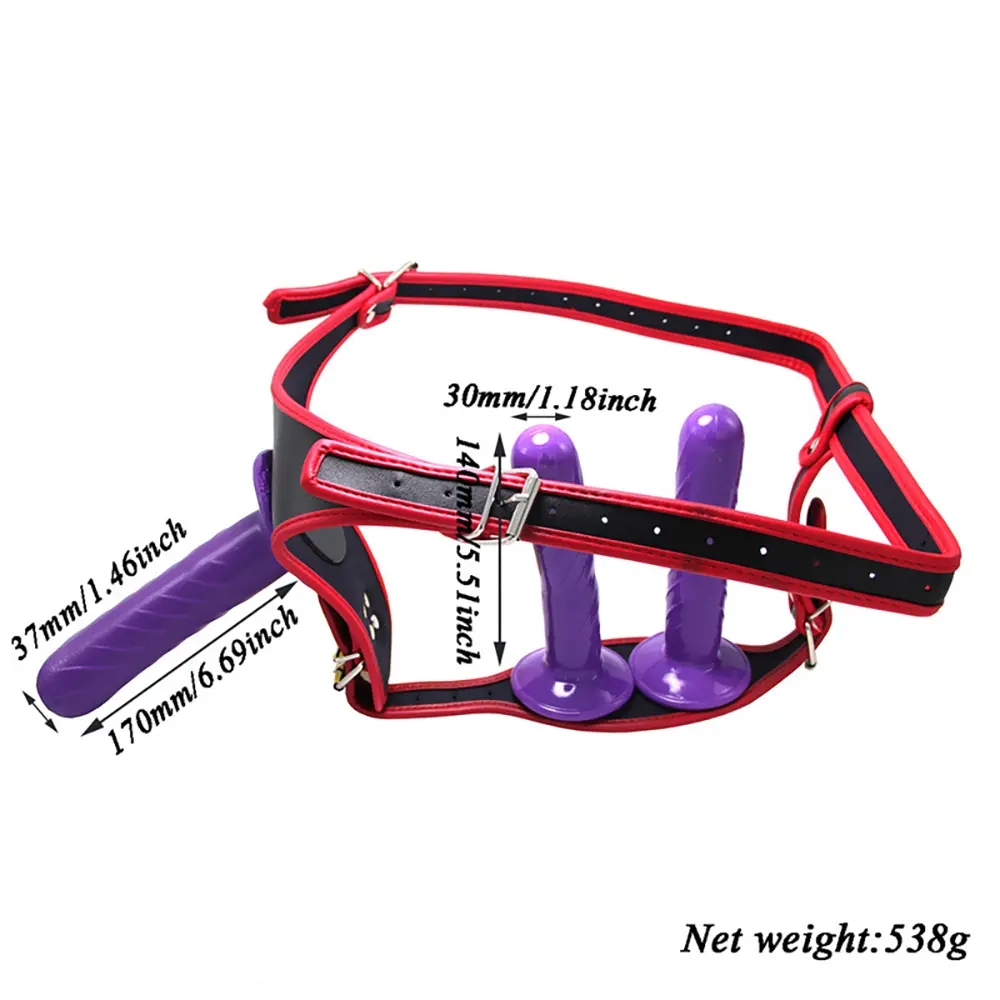 5.51in 6.69in Three-Headed Strap-On Dildo Set in Black Purple For Women