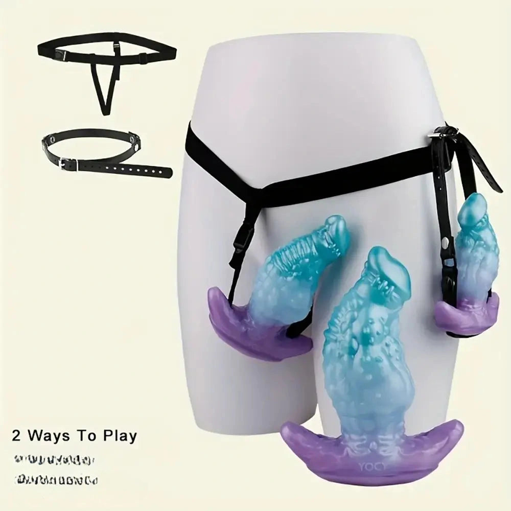 5.51in 7.04in 8.74in Liquid Silicone Anal Plug Strap-On Monster Fantasy Dildo