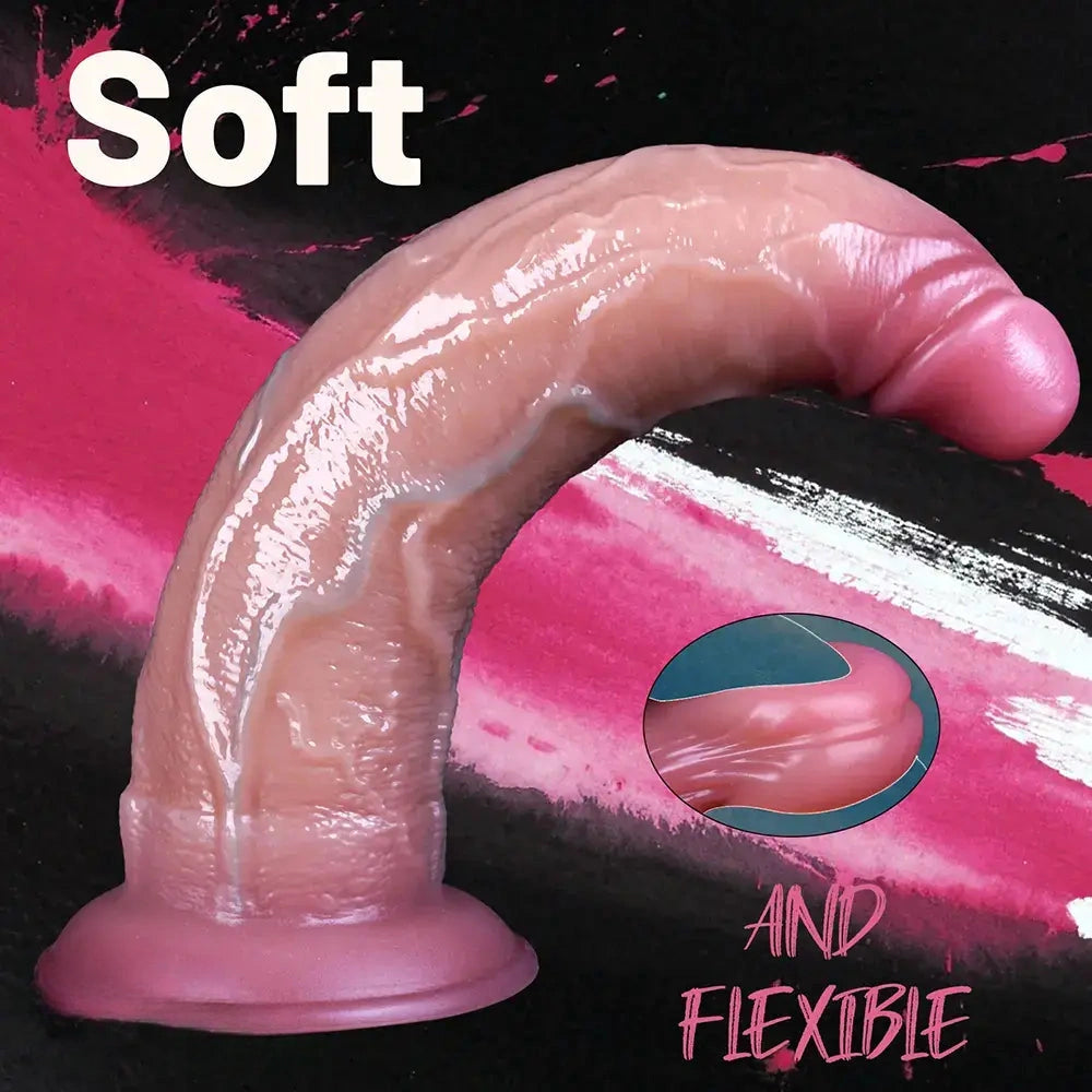 5.51in 7.28in 8.66in Realistic Dual Density Liquid Silicone Curved Soft Dildo