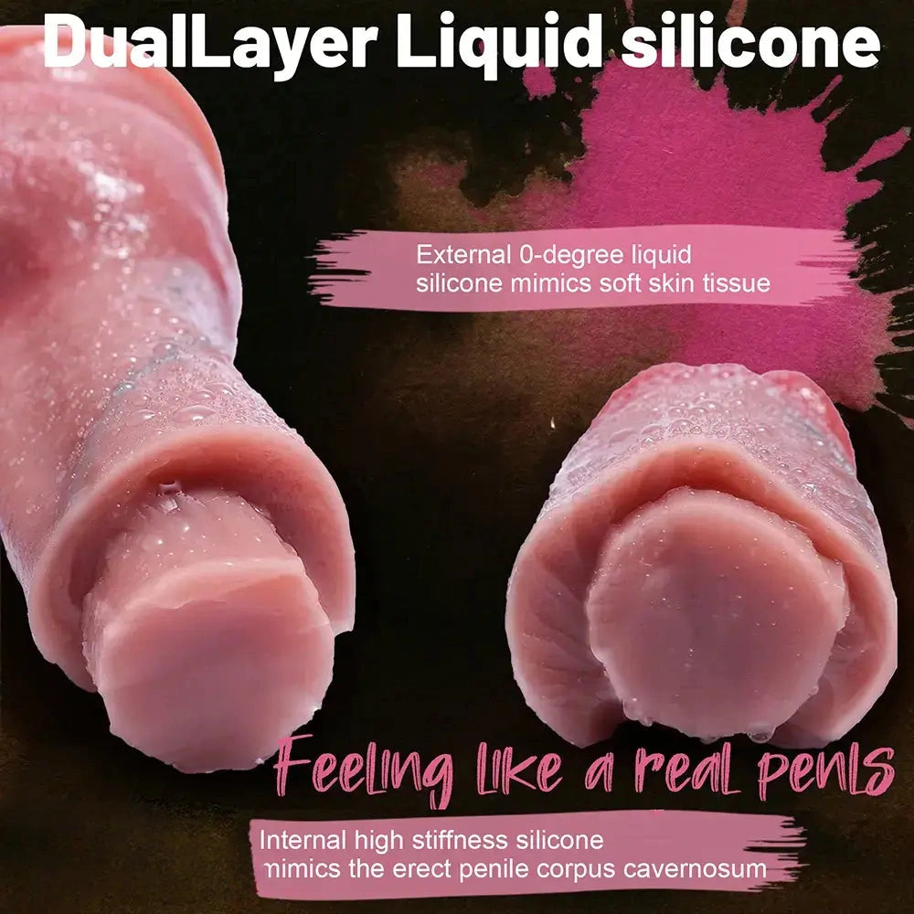 5.51in 7.28in 8.66in Realistic Dual Density Liquid Silicone Curved Soft Dildo
