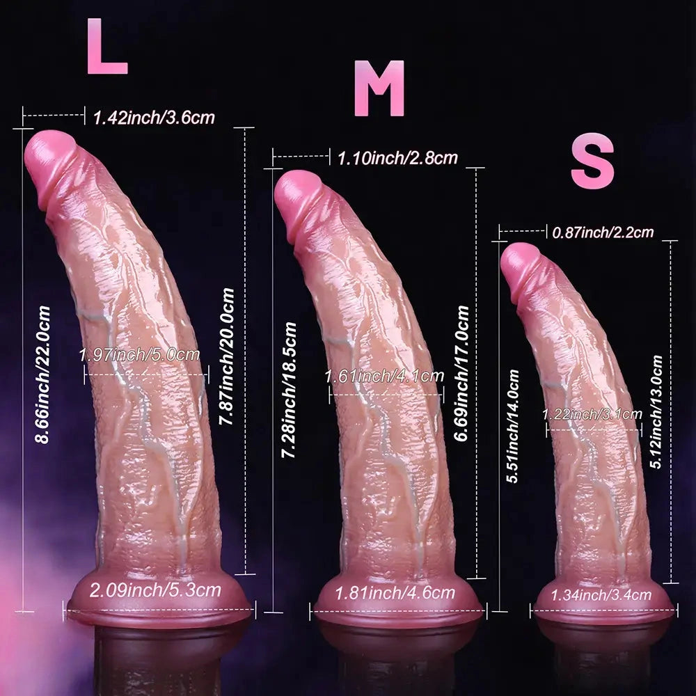 5.51in 7.28in 8.66in Realistic Dual Density Liquid Silicone Curved Soft Dildo