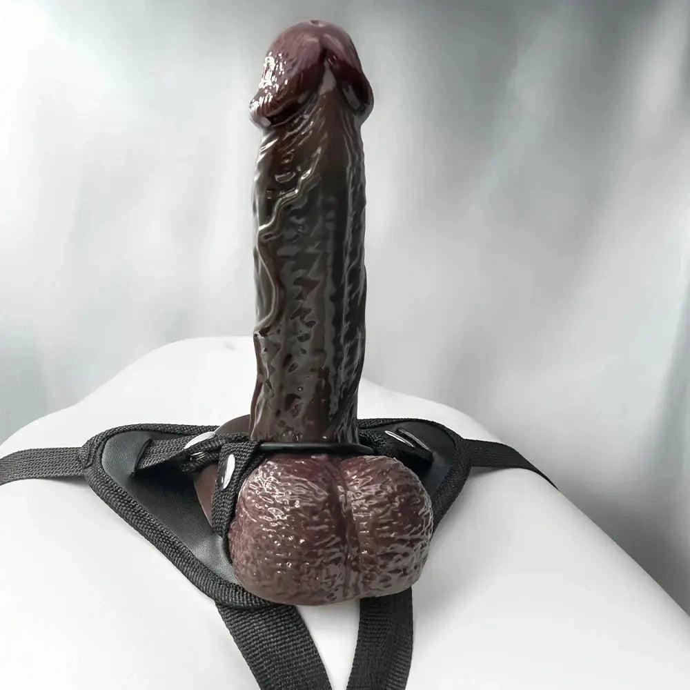 5.51in 7.67in Silicone Soft Ebony Strap on Dildo For Women Sexuality Toy
