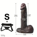 5.51in 7.67in Silicone Soft Ebony Strap on Dildo For Women Sexuality Toy