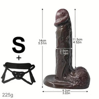5.51in 7.67in Silicone Soft Ebony Strap on Dildo For Women Sexuality Toy