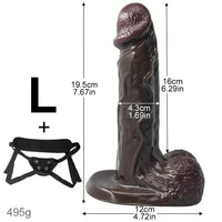 5.51in 7.67in Silicone Soft Ebony Strap on Dildo For Women Sexuality Toy