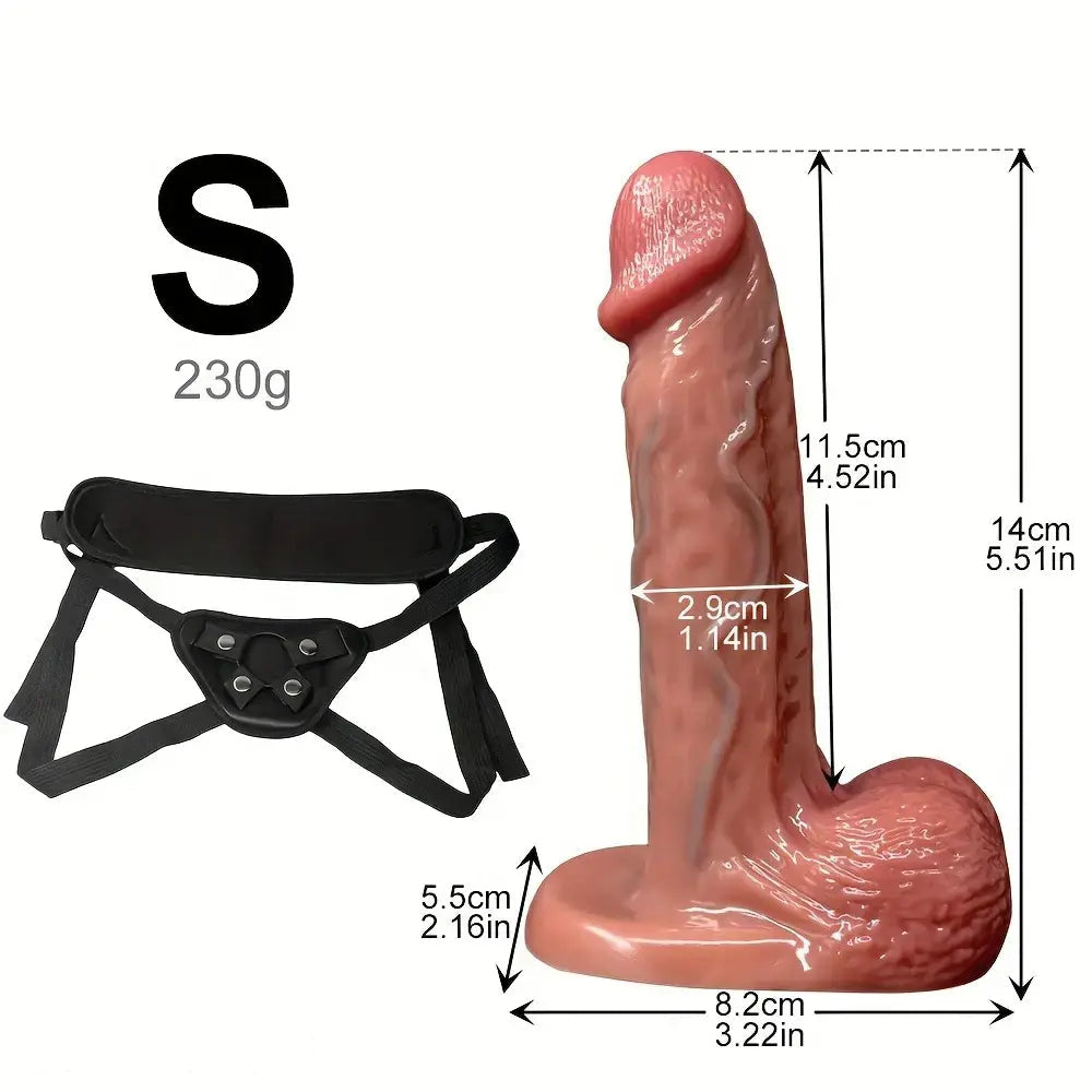 5.51in 7.67in Wearable Feel Liquid Silicone Strap on Dildo With Blue Veins