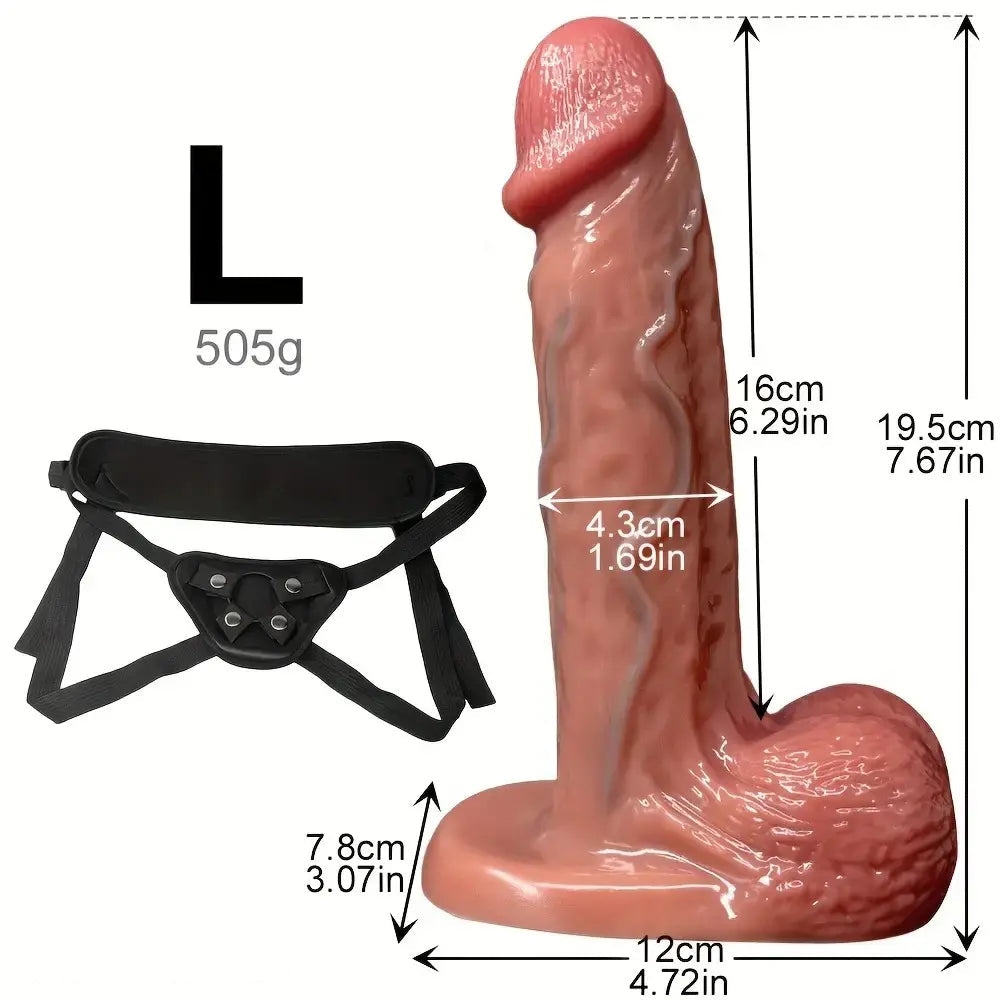 5.51in 7.67in Wearable Feel Liquid Silicone Strap on Dildo With Blue Veins
