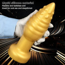 5.51in 7.87in 10.23in Extra Large Golden Silicone Soft Spiked Pointed Dildo
