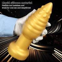 5.51in 7.87in 10.23in Extra Large Golden Silicone Soft Spiked Pointed Dildo