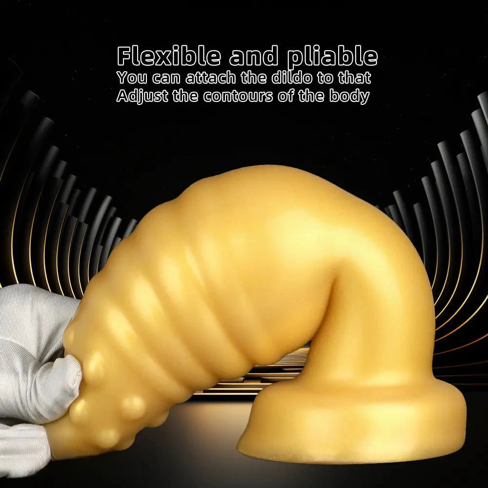 5.51in 7.87in 10.23in Extra Large Golden Silicone Soft Spiked Pointed Dildo