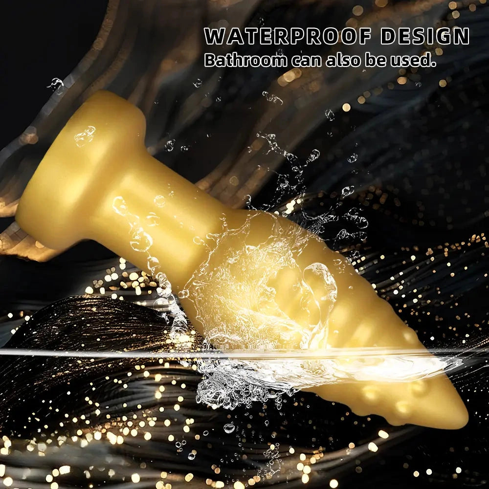 5.51in 7.87in 10.23in Extra Large Golden Silicone Soft Spiked Pointed Dildo