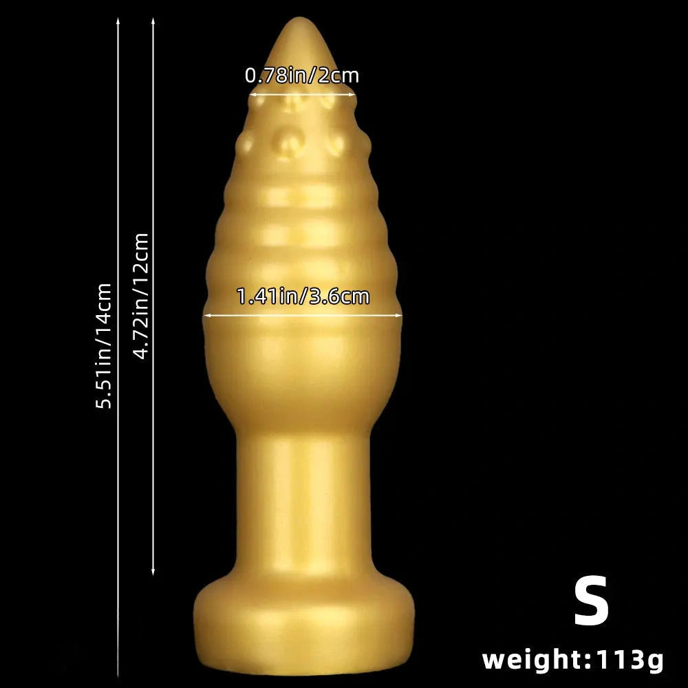 5.51in 7.87in 10.23in Extra Large Golden Silicone Soft Spiked Pointed Dildo