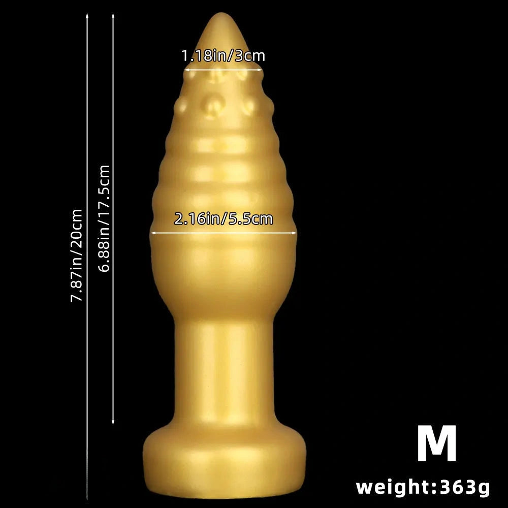 5.51in 7.87in 10.23in Extra Large Golden Silicone Soft Spiked Pointed Dildo