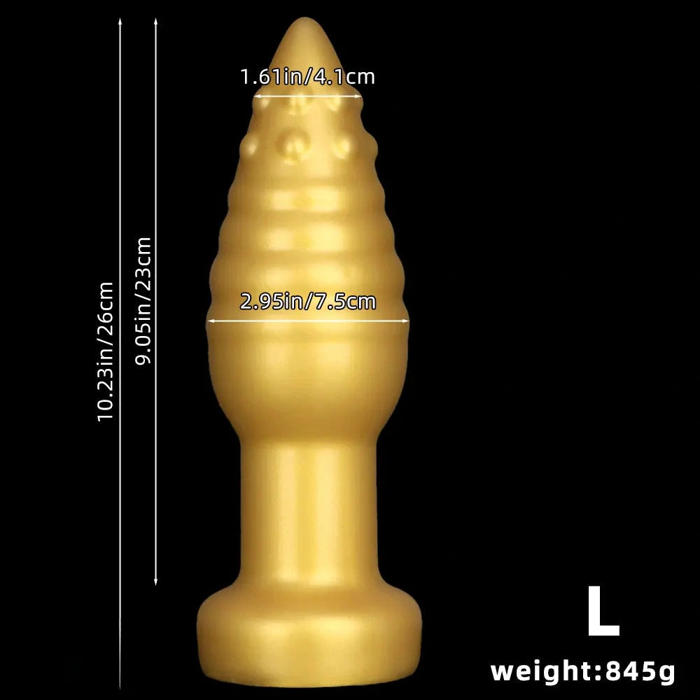 5.51in 7.87in 10.23in Extra Large Golden Silicone Soft Spiked Pointed Dildo