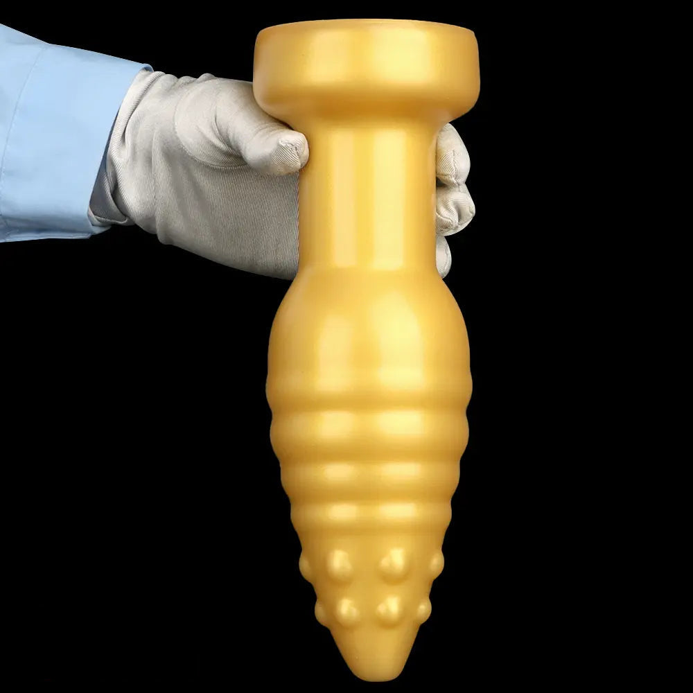 5.51in 7.87in 10.23in Extra Large Golden Silicone Soft Spiked Pointed Dildo