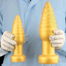5.51in 7.87in 10.23in Extra Large Golden Silicone Soft Spiked Pointed Dildo