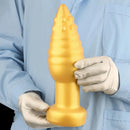 5.51in 7.87in 10.23in Extra Large Golden Silicone Soft Spiked Pointed Dildo