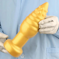 5.51in 7.87in 10.23in Extra Large Golden Silicone Soft Spiked Pointed Dildo