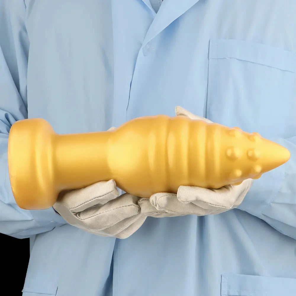 5.51in 7.87in 10.23in Extra Large Golden Silicone Soft Spiked Pointed Dildo