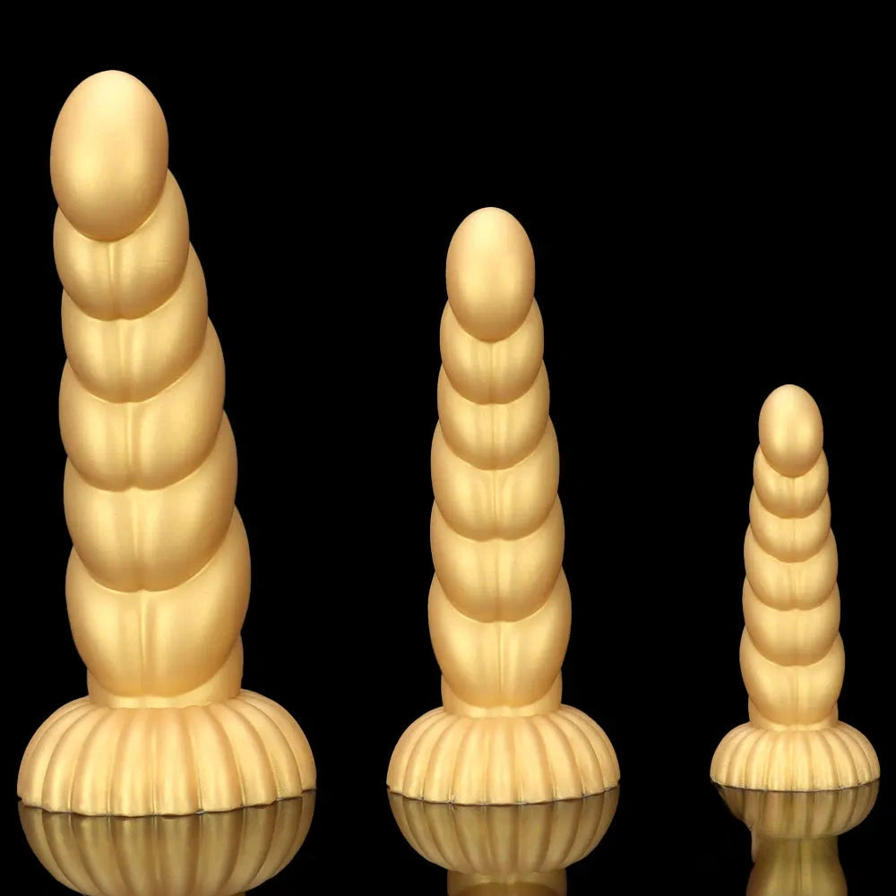 5.51in 7.87in 10.23in Gold Silicone Soft Fantasy Dildo For Anal Orgasm