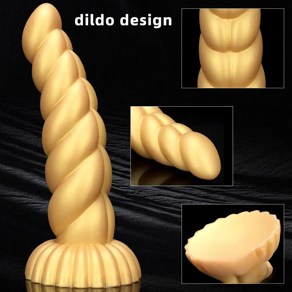 5.51in 7.87in 10.23in Gold Silicone Soft Fantasy Dildo For Anal Orgasm