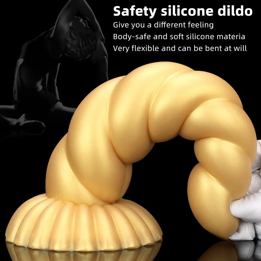 5.51in 7.87in 10.23in Gold Silicone Soft Fantasy Dildo For Anal Orgasm
