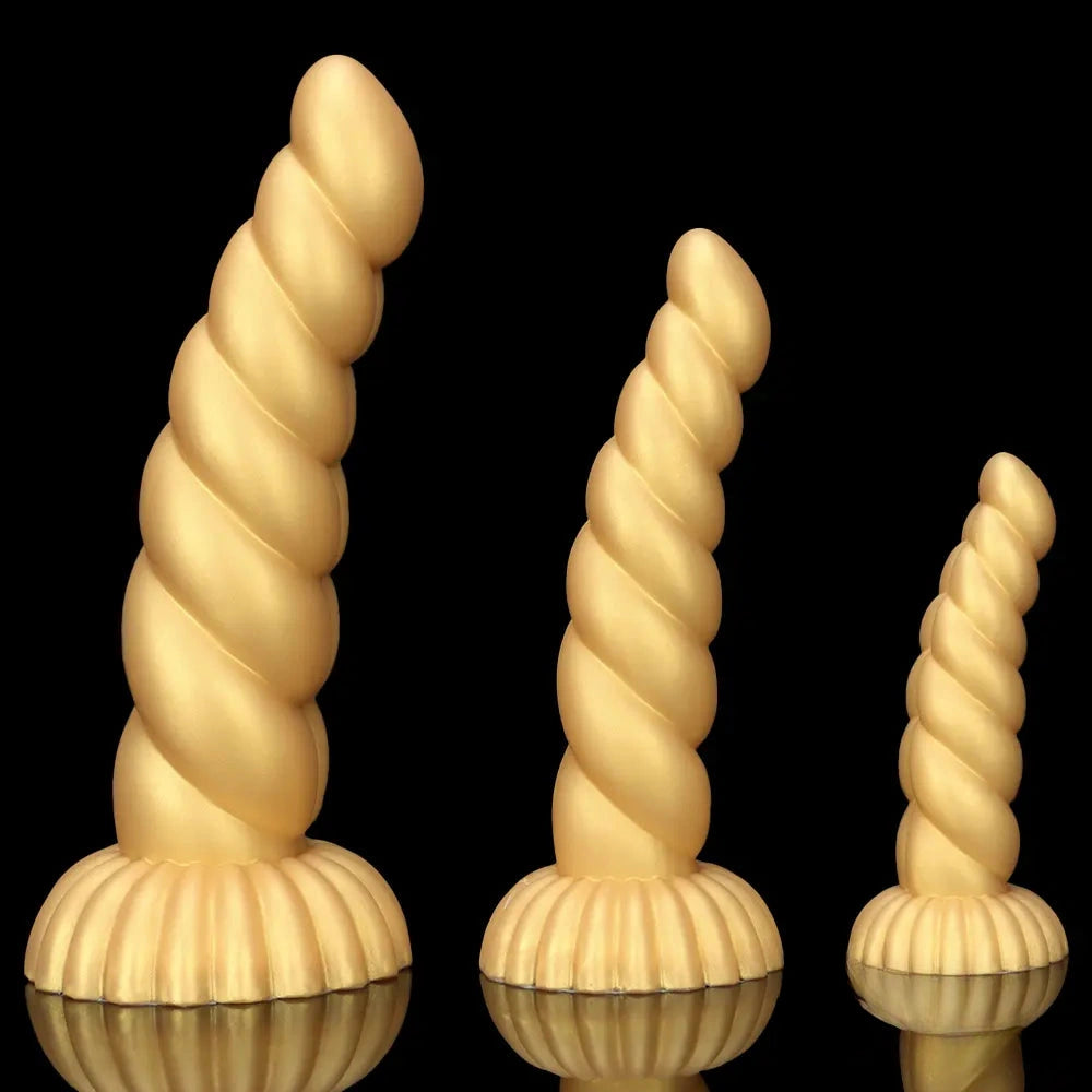 5.51in 7.87in 10.23in Gold Silicone Soft Fantasy Dildo For Anal Orgasm