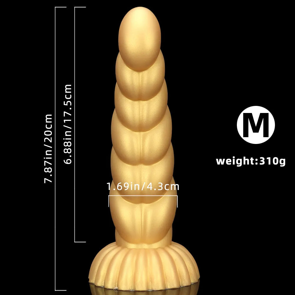 5.51in 7.87in 10.23in Gold Silicone Soft Fantasy Dildo For Anal Orgasm