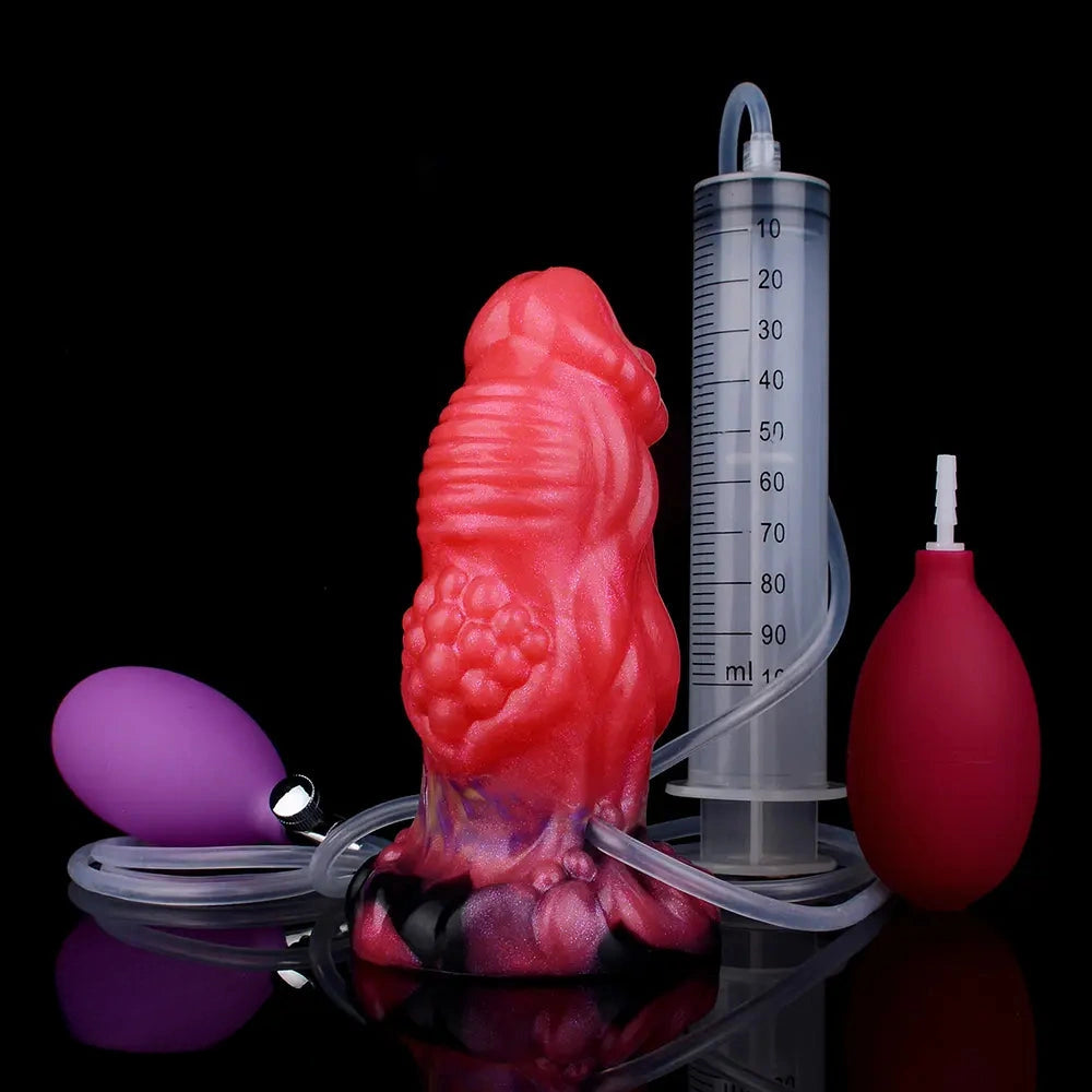 5.51in Fantasy Odd Silicone Soft Inflatable Spraying Water Dildo For Clit
