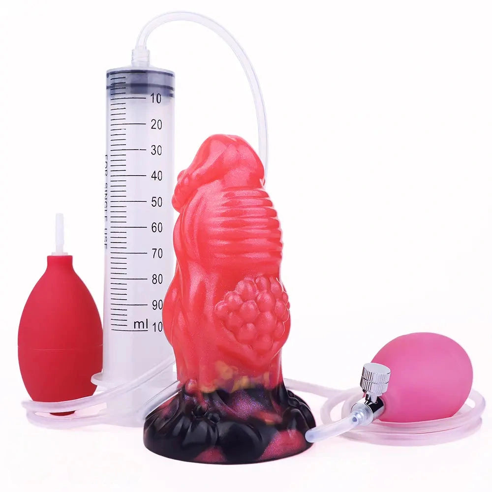 5.51in Fantasy Odd Silicone Soft Inflatable Spraying Water Dildo For Clit