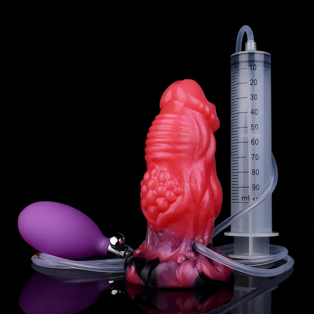 5.51in Fantasy Odd Silicone Soft Inflatable Spraying Water Dildo For Clit