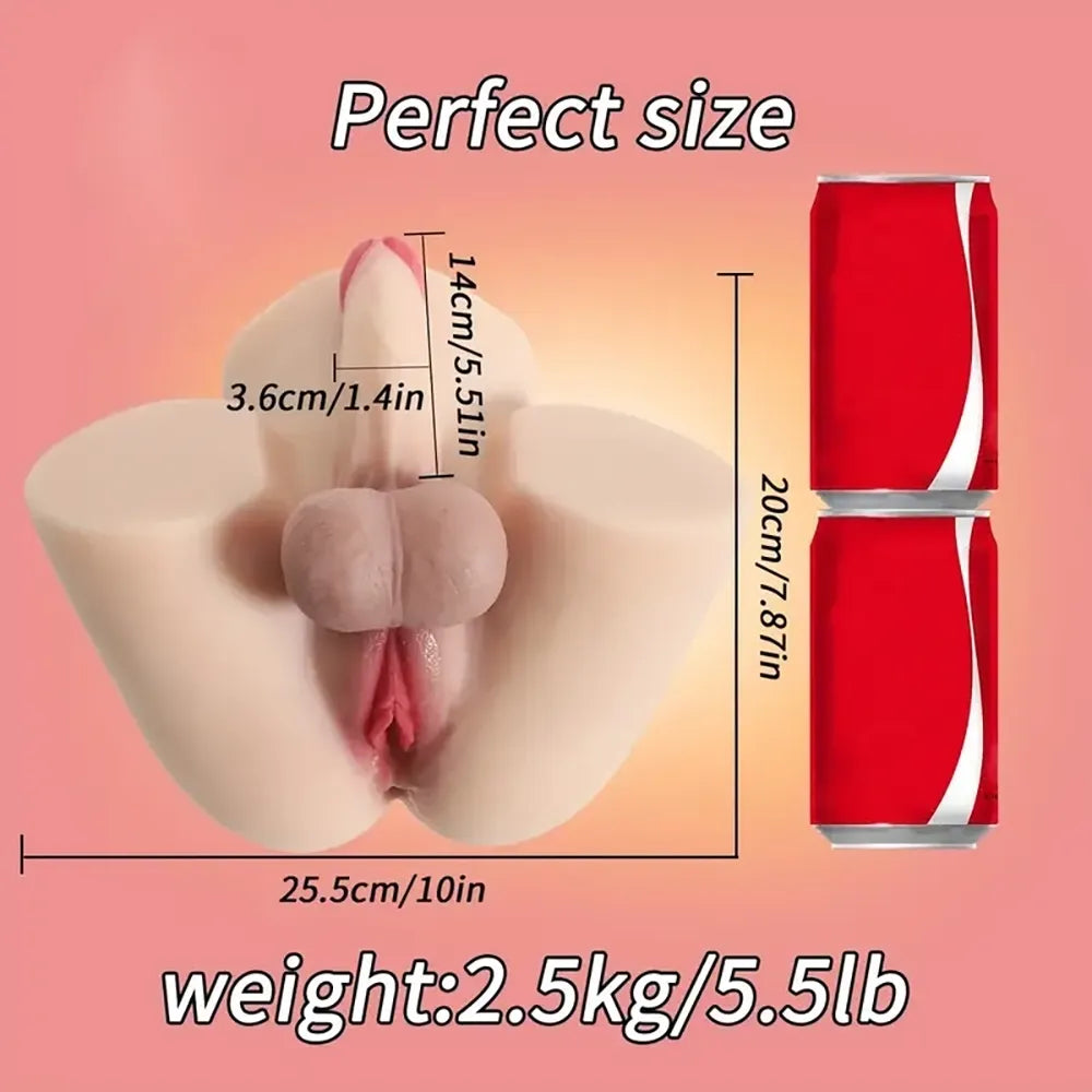 5.51in Premium Real Silicone Soft Dildo With Sex Doll Torso Testicles