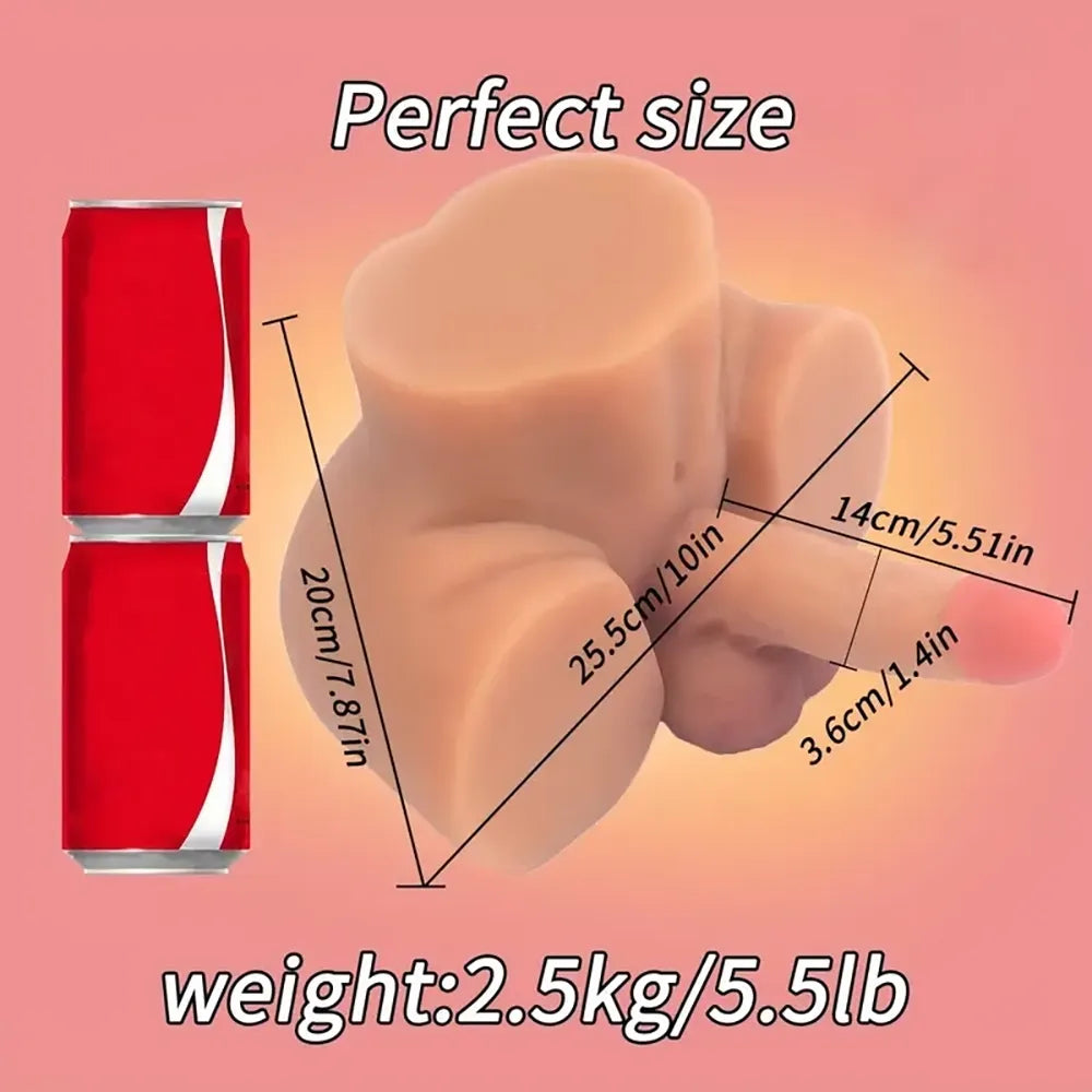 5.51in Premium Real Silicone Soft Dildo With Sex Doll Torso Testicles