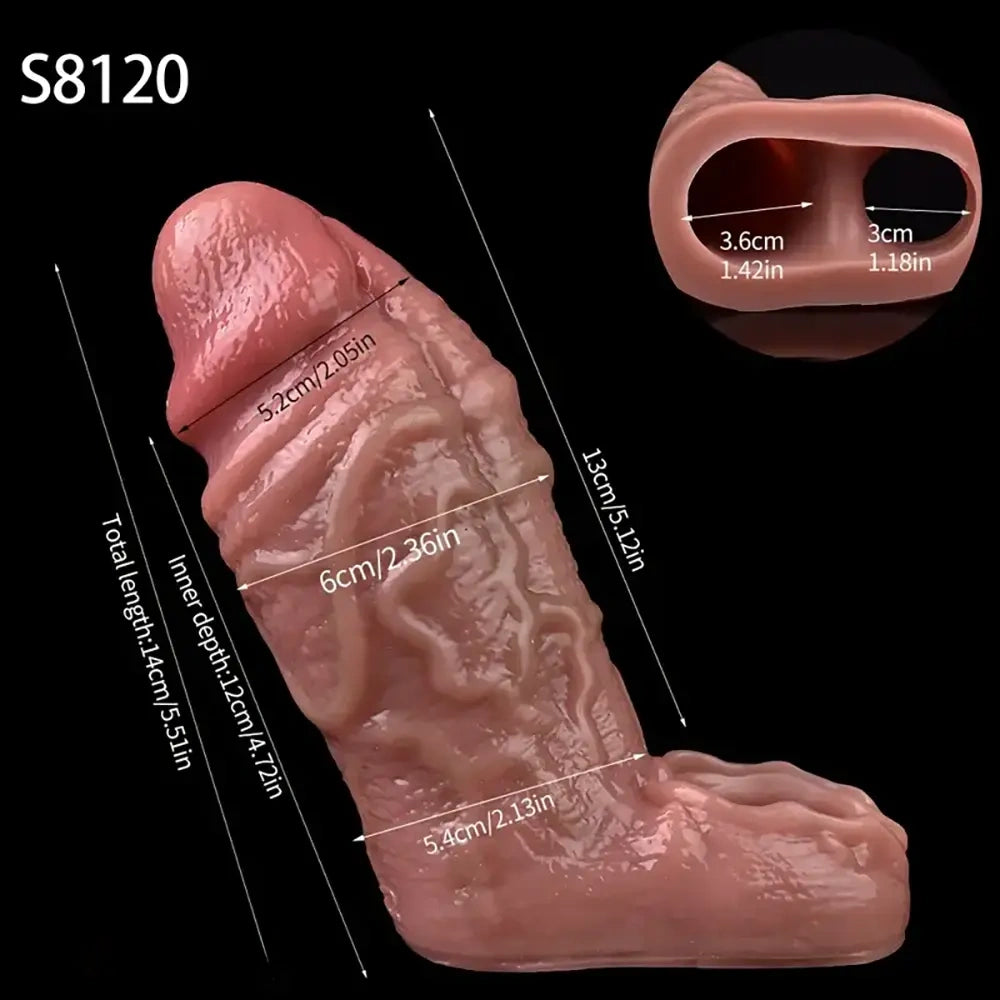 5.51in Realistic Skin Feel Silicone Flexible Hollow Dildo Cock Sleeve