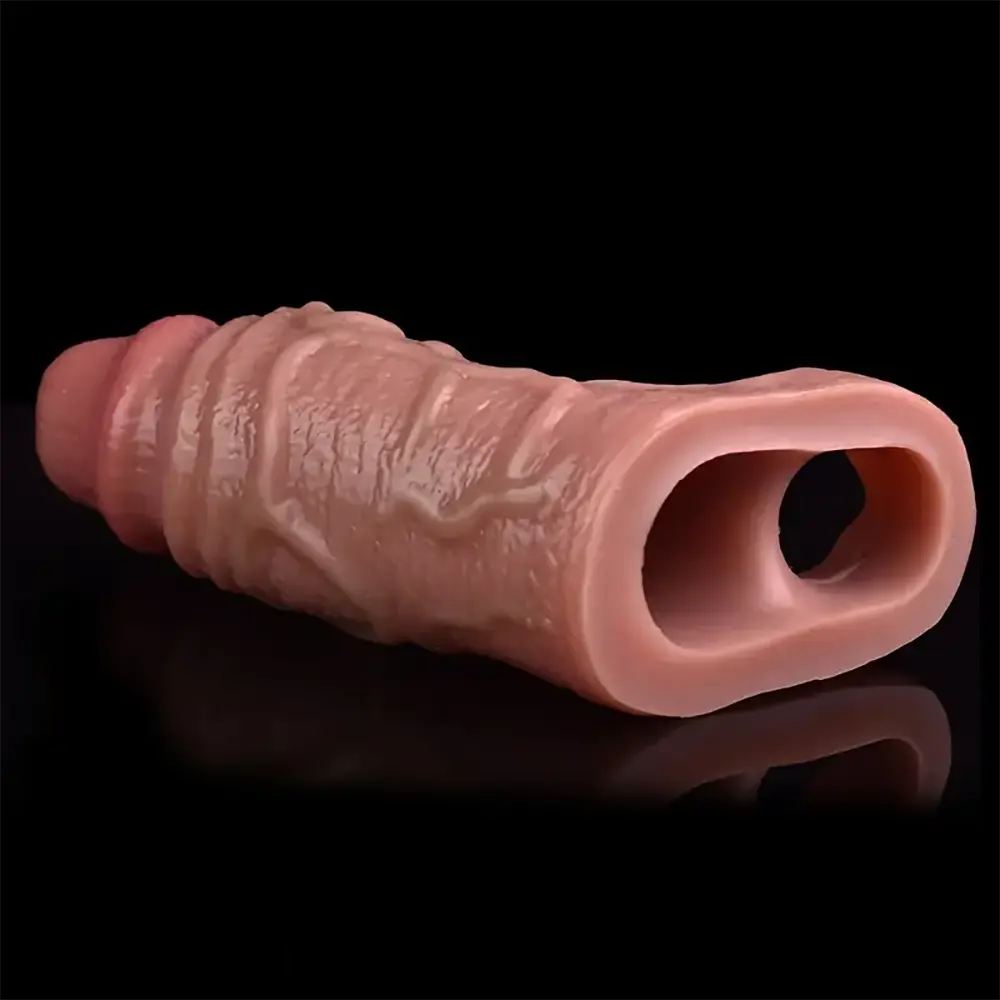 5.51in Realistic Skin Feel Silicone Flexible Hollow Dildo Cock Sleeve