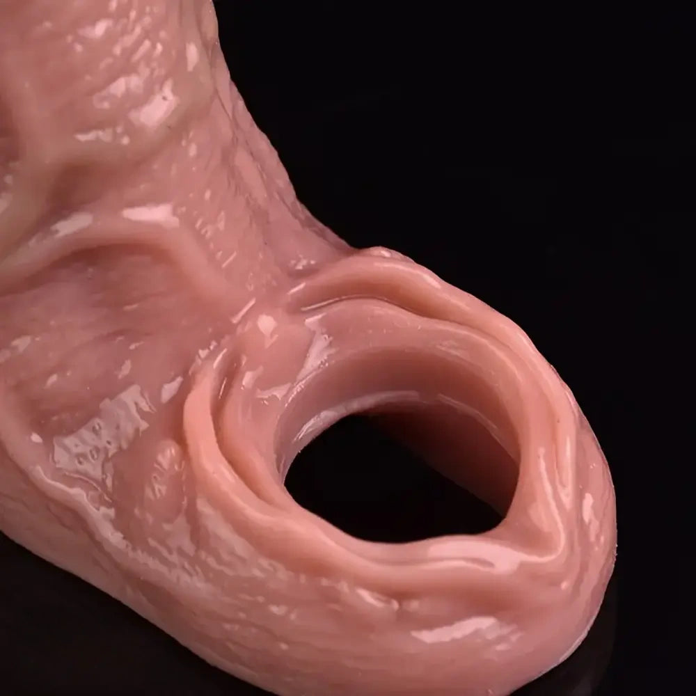 5.51in Realistic Skin Feel Silicone Flexible Hollow Dildo Cock Sleeve