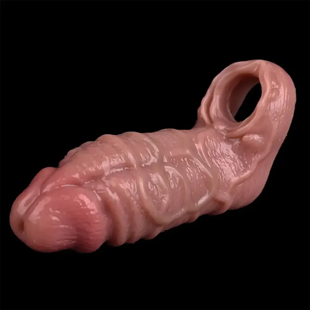 5.51in Realistic Skin Feel Silicone Flexible Hollow Dildo Cock Sleeve