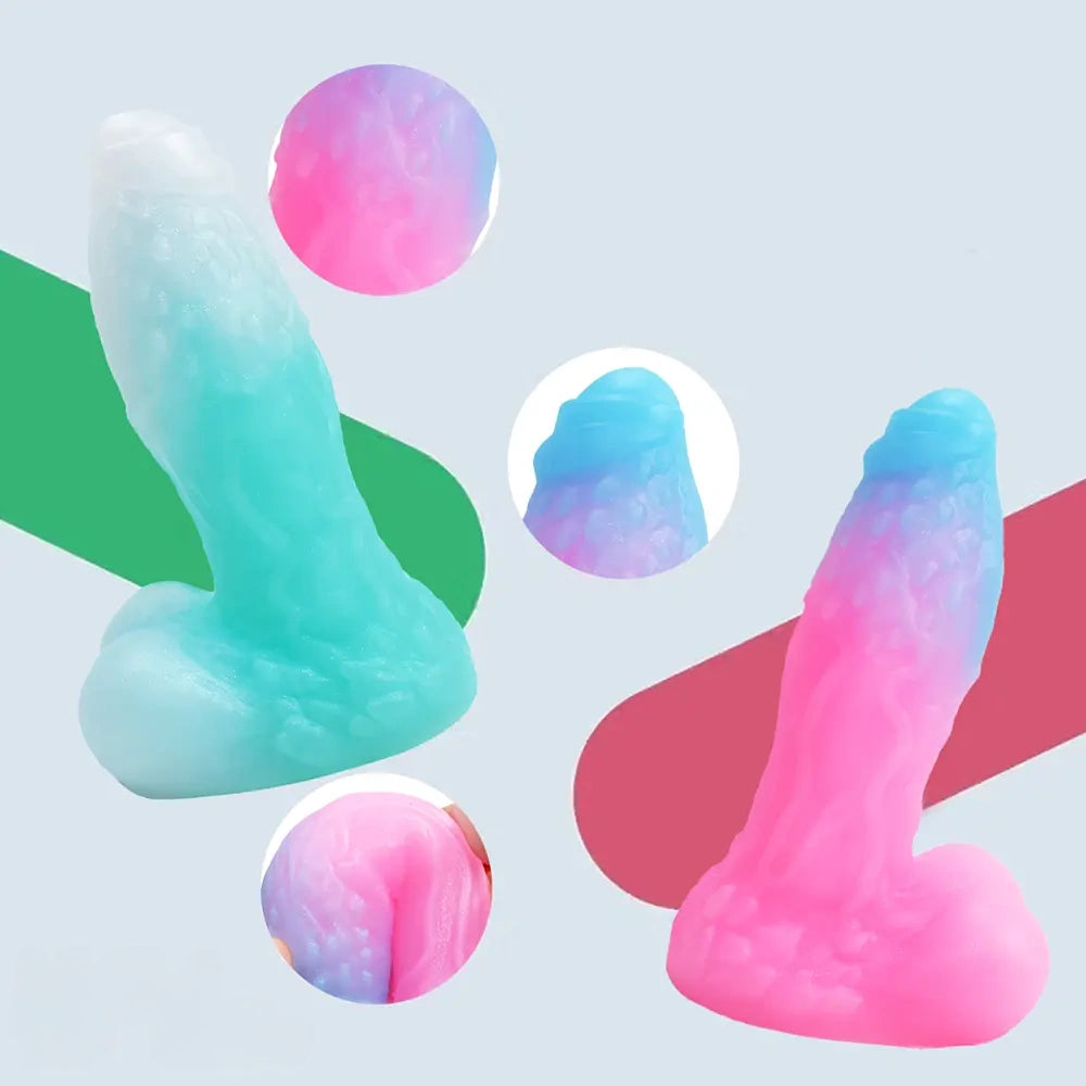5.51in Silicone Uncut Luminous Monster Soft Dildo For Women Men Sex