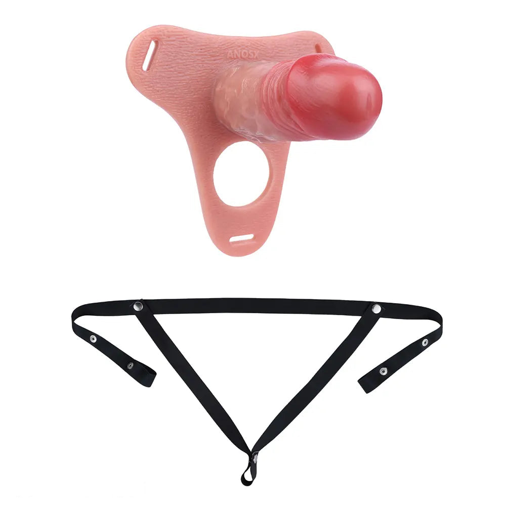 5.51in Strap on Hollow Silicone Cock Cage Dildo For Chastity Cock Sleeve