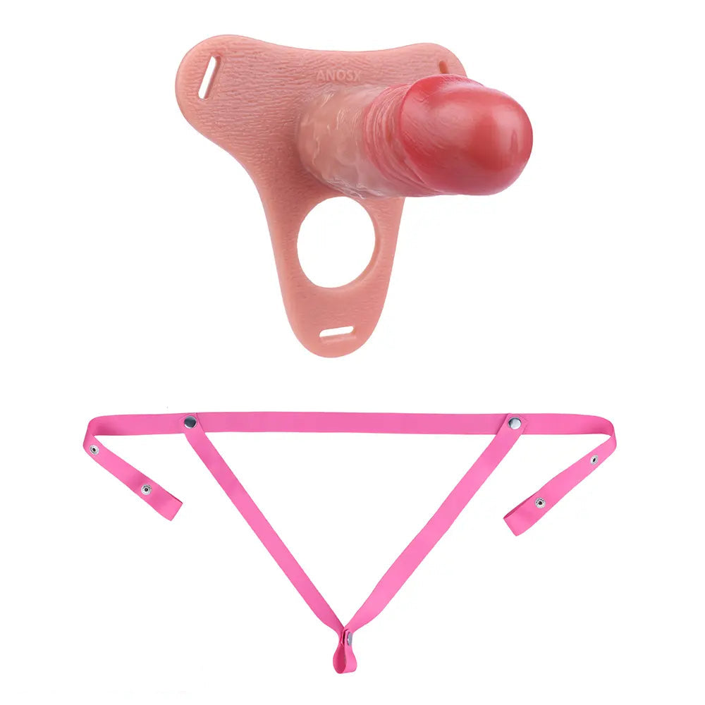 5.51in Strap on Hollow Silicone Cock Cage Dildo For Chastity Cock Sleeve