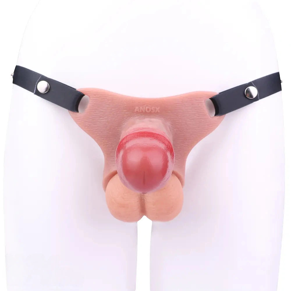 5.51in Strap on Hollow Silicone Cock Cage Dildo For Chastity Cock Sleeve