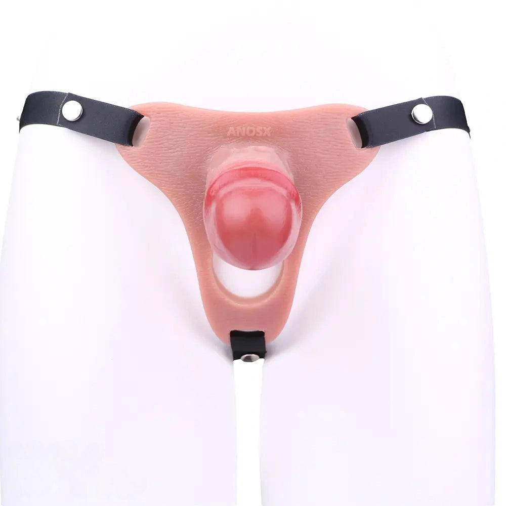 5.51in Strap on Hollow Silicone Cock Cage Dildo For Chastity Cock Sleeve