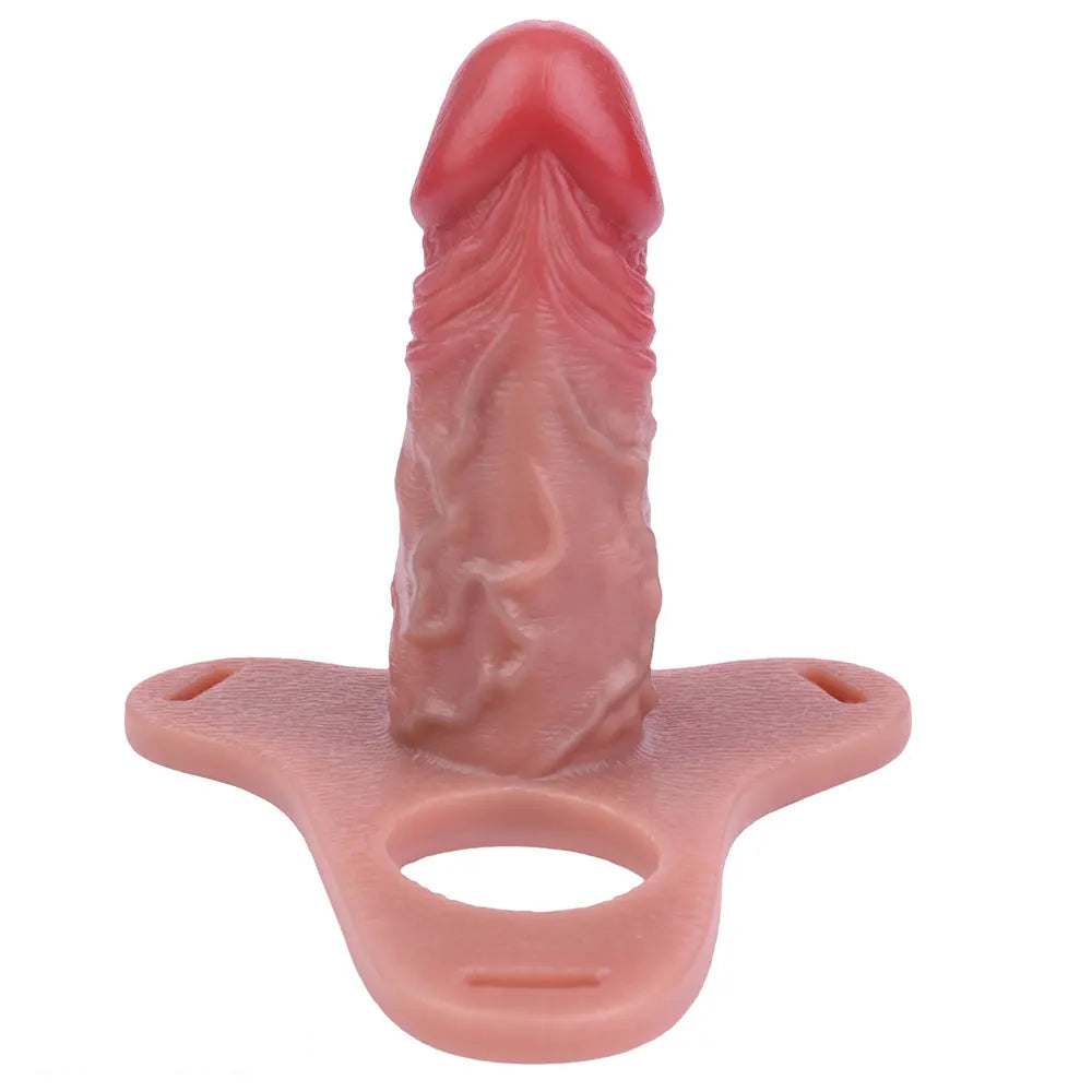 5.51in Strap on Hollow Silicone Cock Cage Dildo For Chastity Cock Sleeve