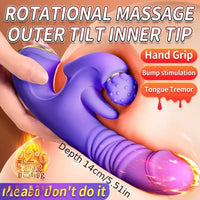 5.51in Triple Dildo Heating Thrusting Impact Rotation Vibrating Dildo