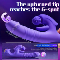 5.51in Triple Dildo Heating Thrusting Impact Rotation Vibrating Dildo
