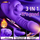 5.51in Triple Dildo Heating Thrusting Impact Rotation Vibrating Dildo