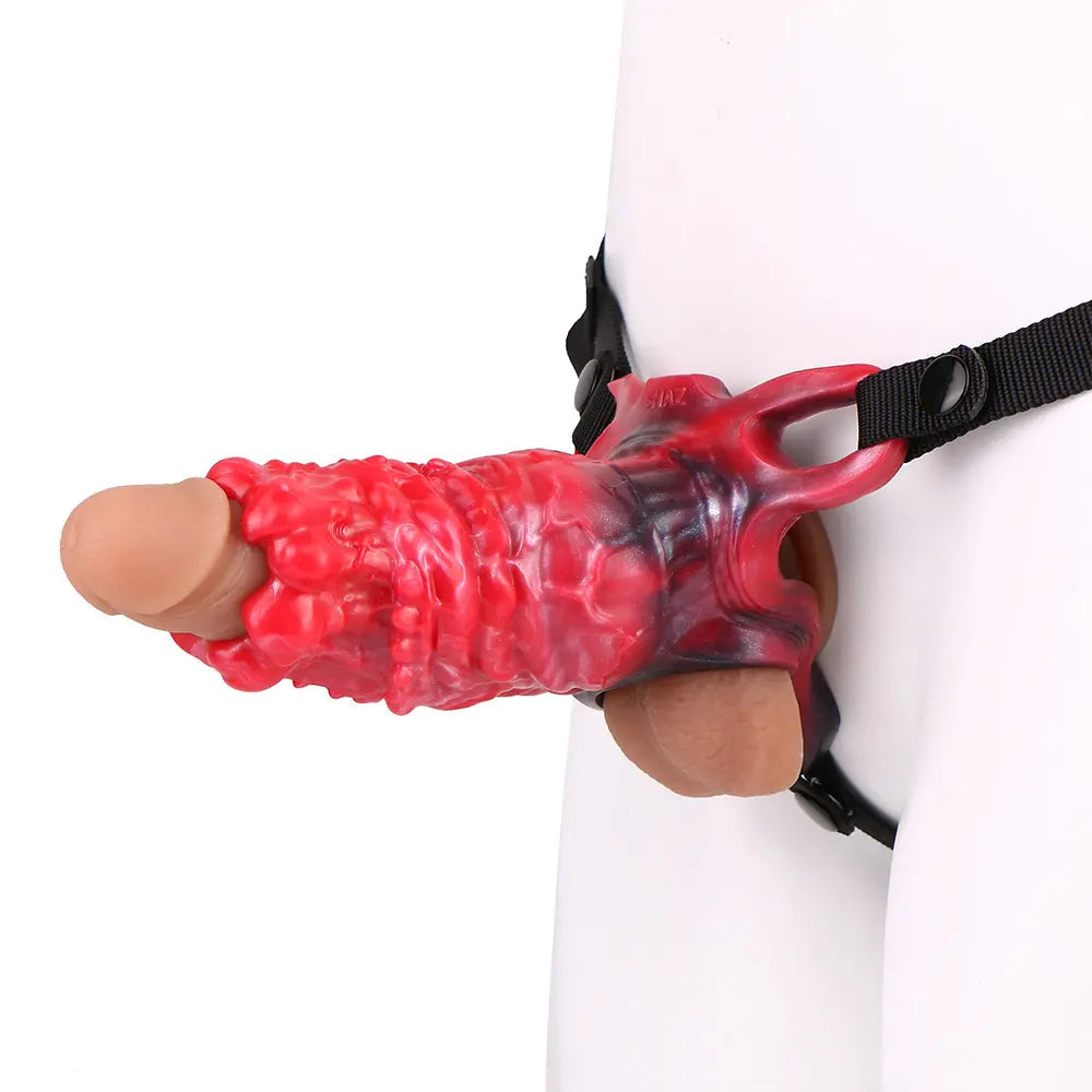 5.55in Odd Hollow Dildo Built-in keel Vibration Remote Strap on Cock Sleeve