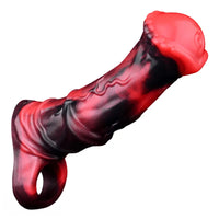 5.58in 7.17in Silicone Horse Cock Sleeve Cock Ring Hollow Vibrating Dildo